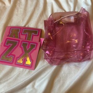 Pink Glitter Kids Backpack with Alphabet Patches